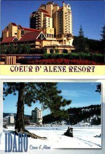 2~4X6 Postcards ID, Idaho  COEUR D' ALENE RESORT HOTEL Summer & Winter Views