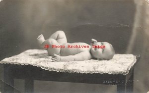 NE, Fremont, Nebraska, RPPC, Baby George Johnson on the Table, Jackman's Studio