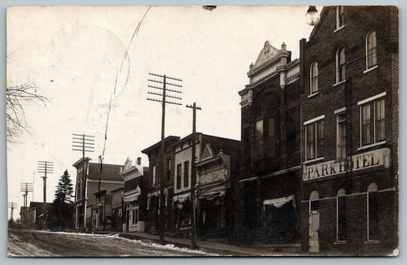 Preston Minnesota ~ Park Hotel ~ periódico los tiempos de Post Office ~ ~ ~ 1908 masónica Hall Foto Real Postal 