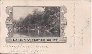 Bryantville MA, Mayflower Grove 1904 Postmark, Lake Scene, Amusement Area Hanson