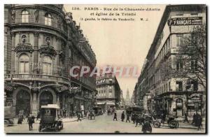 Paris Postcard Old Street of Chausse d & # 39Antin and Church of the Trinity