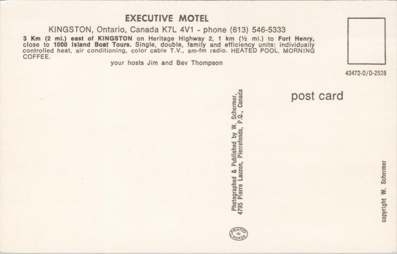 Executive Motel Kingston Ontario ON Ont. Pool Multiview Vintage Postcard D75