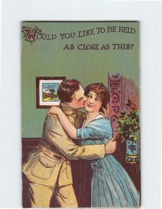 Postcard Would You Like To Be Held As Close As This? with Lovers Art Print