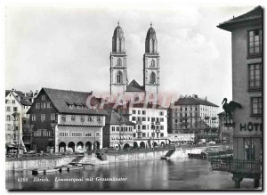 Modern Postcard Zurich Limmatquai put Grossmunster