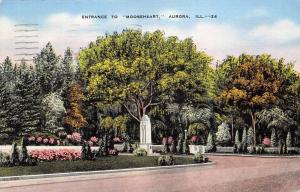 Aurora Illinois 1944 Postcard Entrance To Mooseheart