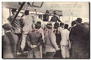 Old Postcard Airship Zeppelin Luneville french gendarme in the cabin