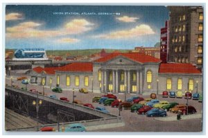 c1930's Union Station Depot Cars And Buildings Atlanta Georgia GA Postcard