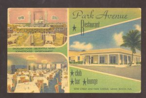 MIAMI BEACH FLORIDA PARK AVENUE RESTAURANT LINEN ADVERTISING POSTCARD