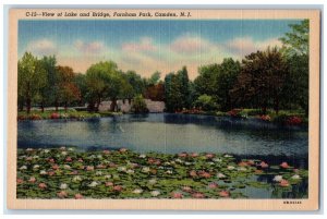 c1950's View of Lake and Bridge Farnham Park Camden New Jersey NJ Postcard