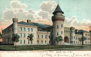 Vintage Postcard 1908 University Of Minnesota Armory Minneapolis Minn.