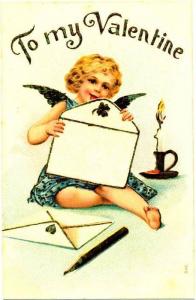 Cupid Licking Envelope Valentine