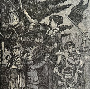 Around The Christmas Tree 1892 Victorian Art Woodcut Printing Ephemera DWY10B