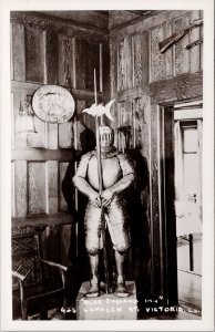 Victoria BC Olde England Inn Interior Armor British Columbia RPPC Postcard H31