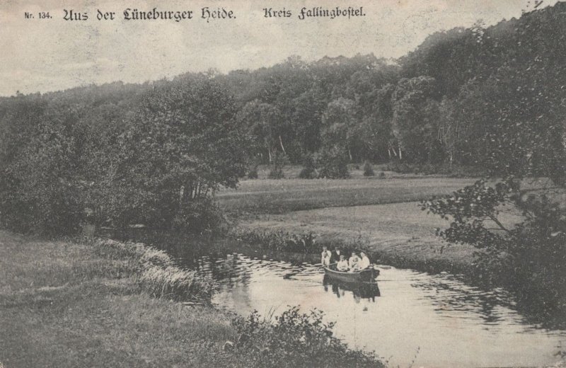 Boat Trip Party Sailing Rowing at Luneberger Heide German Postcard