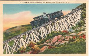 US    PC2199 TRAIN ON JACOB'S LADDER, MT WASHINGTON COG RAILWAY, WHITE MTS, NH