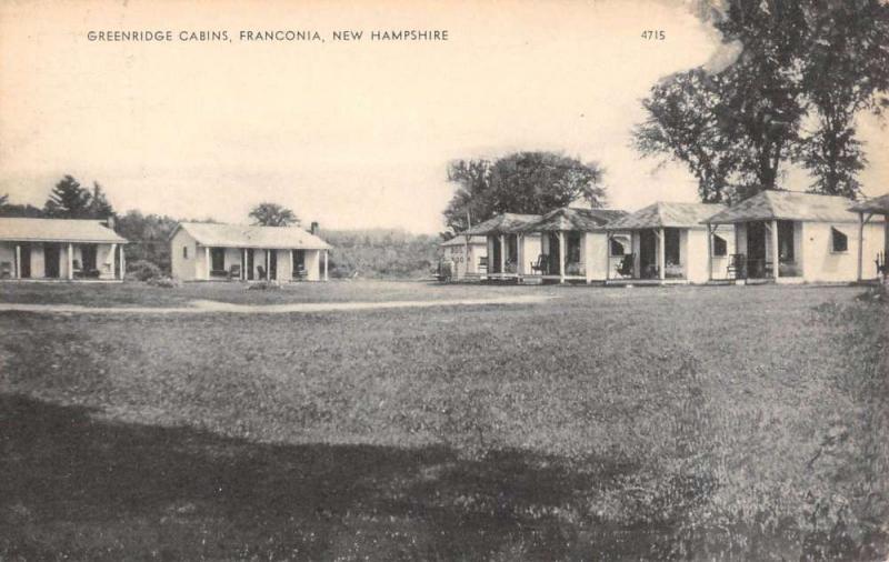 Franconia New Hampshire Greenridge Cabins Street View Antique Postcard K63652