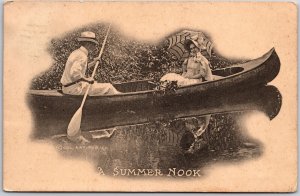 1912 A Summer Nook Lovers Canoeing at the Lake Posted Postcard