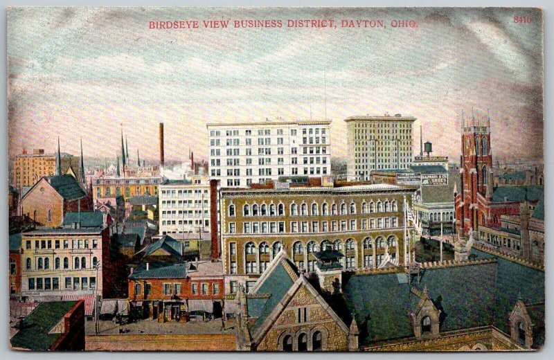 Dayton Ohio c1910 Postcard Birdseye View Of Business District