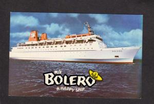 FL Bolero Cruise Ship Commodore Line Miami Florida Postcard to Cozumel Mexico +