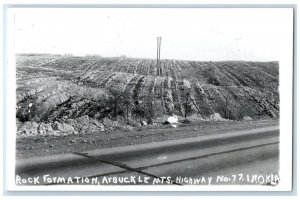 c1950's Rock Formation Arbuckle Mts. Highway No. 7 Oklahoma RPPC Photo Postcard