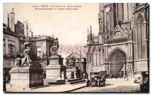 Old Postcard Metz Coin De La Place d & # 39Armes Monument Fabert and Notre Da...