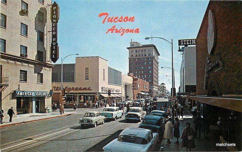 1950s Tucson Arizona Looking South Stone Petley postcard 6076 autos