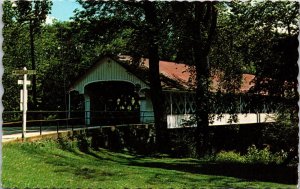 Ashuelot Covered Bridge New Hampshire NH Winchester 2 Mile Street Sign Postcard 