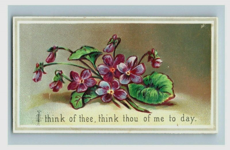 1880s-90s Embossed Victorian Cards Pink Flowers Violets Fab! Lot Of 2 P210