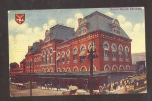 CHICAGO ILLINOIS UNION RAILROAD DEPOT TRAIN STATION 1912 VINTAGE POSTCARD