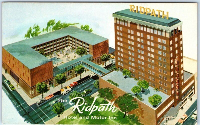 c1970s Spokane, WA Ridpath Hotel Advertising Unique 3D Art Illustration Inn A317