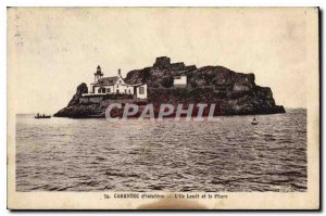 Old Postcard Carantec Finistere Ile Louet and the Lighthouse