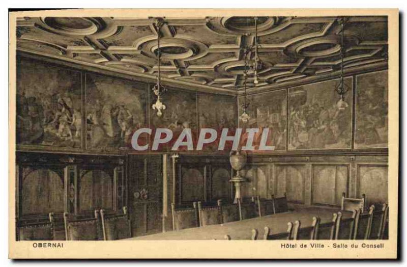 Old Postcard Obernai Town Hall Council Room