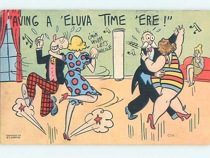 Linen Comic Skinny And Fat Women Dancing At Party Hl3348 Topics Cartoons And Comics Cartoons 2441