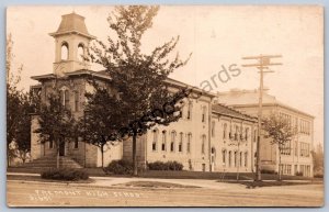 K47/ Fremont Michigan RPPC Postcard c1910 High School Building 206