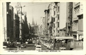 australia, VIC, MELBOURNE, Bourke Street, Car (1961) Rose Series RPPC Postcard