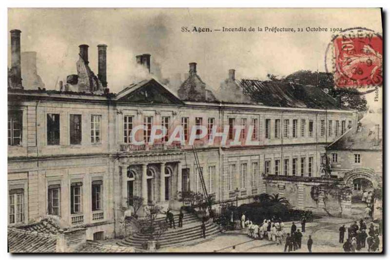 Old Postcard Firefighters Fire Agen Prefecture of October 21, 1904