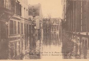 Boulevard D'Avroy Liege Floods Belgium 1925 Disaster Postcard