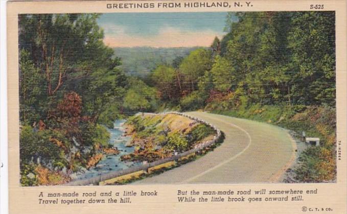 New York Greetings From Highland 1938 Curteich