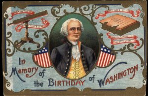 Washington's Birthday George Washington Telescope Bible c1910 Postcard