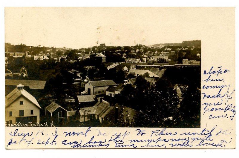 NH - Franklin Falls. Bird's Eye View circa 1905   *RPPC