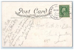 1924 Christmas Little Girl Toys Mistletoe Berries Grand Junction Iowa Postcard