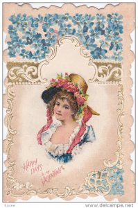 VALENTINE´S DAY : Female Head portrait , 1890s bi-fold card
