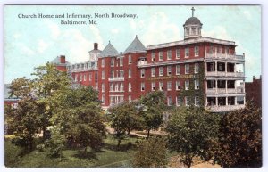 1910's BALTIMORE MD CHURCH HOME & INFIRMARY NORTH BROADWAY ANTIQUE POSTCARD