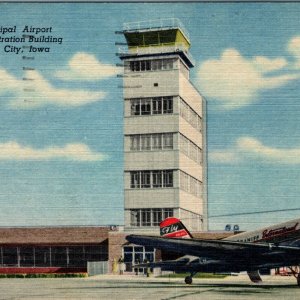 c1950s Sioux City Iowa Municipal Airport Braniff International Airway Plane A230