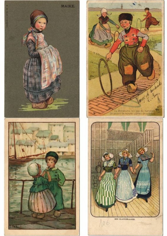 ARTIST SIGNED DUTCH FOLKLORE Mostly LITHO Pre-1930 400 Vintage Postcards (L3153)