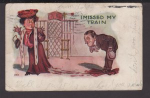I MISSED MY TRAIN Man bowing to a Lady (embossed) pm1908 - Und/B