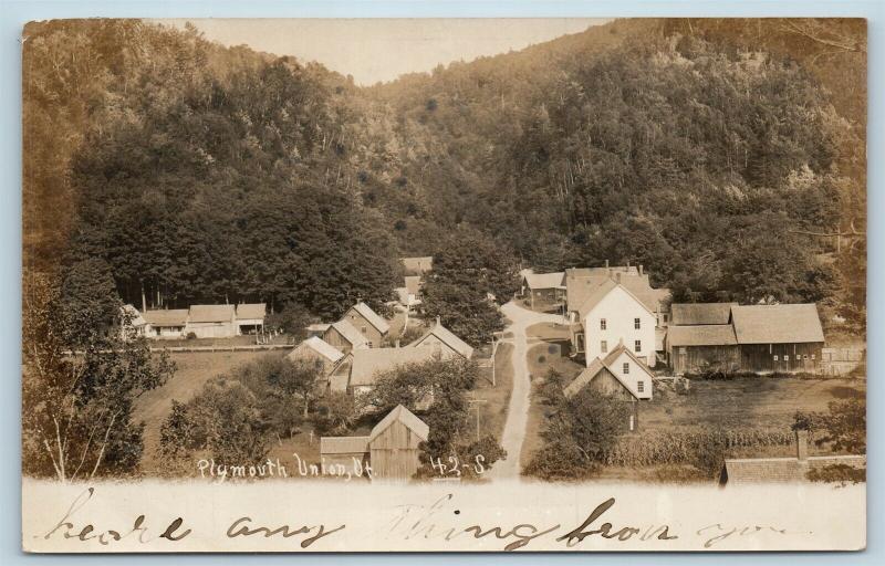 Postcard VT Plymouth Union c1907 View of Town RPPC Moore Hayward Real Photo S17