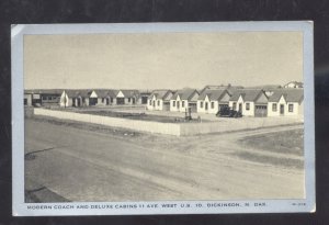 DICKINSON NORTH DAKOTA ND DELUXE CABINS ROADSIDE ADVERTISING POSTCARD