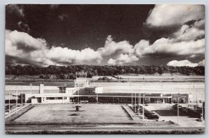 Moline IL~Quad City Airport Terminal Building~Entrance Gardens~1940s B&W PC