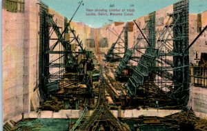 1910s Interior of Triple Locks Gatun Panama Canal Construction Postcard